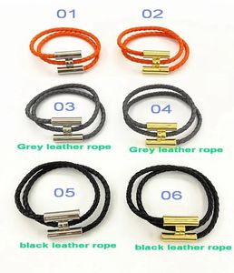 Nouveau bracelet pour femmes double cercles conçu en acier titane 18 carats avec boucle en acier classique en cuir corde bracelet bijoux de créateur 548754HH