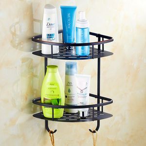 Livraison gratuite nouveau style européen de luxe en laiton noir salle de bain étagère triangle panier/étagère de salle de bain