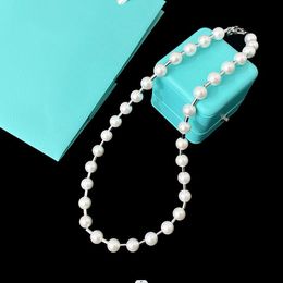 Nueva moda diseñada 925 plateuxury blanca perla perla pequeña tubo redondo collar de bucle de bucle titanium joyería de diseñador de acero T0816