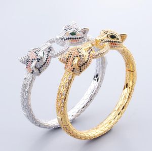 Nouveau design de mode guépard femmes bracelet manchette bracelet en or rose plein de diamants Hiphop Rock Punk bijoux de créateur