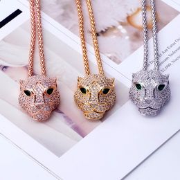 Nieuwe Ontworpen Mode Emaille kleur cheetah Luipaard hoofd ketting vrouwen mannen dikke ketting Punk armband zilveren volledige diamanten oorbel Designer Sieraden Lie-714