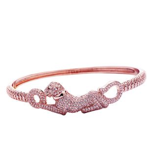 Nieuw ontworpen mode luxe cheetah armband vrouwen mannen dikke ketting punk armband rose goud volledige diamanten ketting oorbel designer sieraden lie-6021005