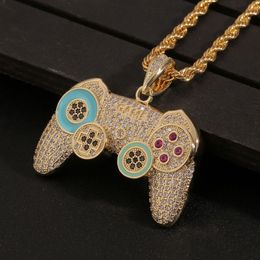 Nuevo controlador de juego diseñado Collar colgante de lujo micro incrustes Diamantes hombres Hip Hop Punk Collares de diseño Joyería HI2503