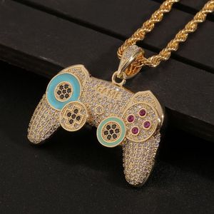 Nouveau contrôleur de jeu conçu Collier pendentif luxueux Micro incrustations de diamants Hommes Femmes Hip Hop Punk Colliers Designer bijoux Hi230S