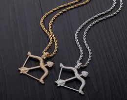 Nieuw ontworpen ijskoude boogpijl hanger vaste rug ketting hiphop goud zilveren kleur herenzwomen charm keten sieraden2871117