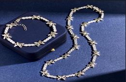 Nouveau collier pendentif conçu cuivre 18k Goldplad brillant métal x lettres micro incrustations diamants de luxe Bracelet Bracelet Cou6497993