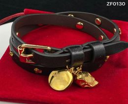 Nouveaux pendentifs conçus Skull rivet cuir chaîne de chaîne de femmes collier hiphop dames coullier punk style couple bracelet 0107092687
