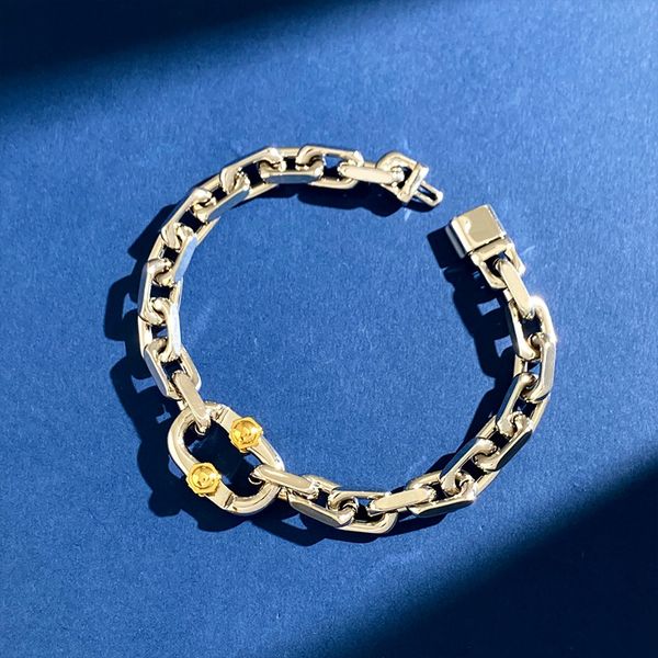 Nouveau bracelet de style punk conçu t lettres de lettres de chaîne épaisse amour coeur double boucles titanium acier non décolorant bijoux de créateur tb219881