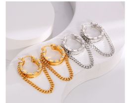 Nouveau design gland chaîne oreille boucle femme boucle d'oreille titane acier boucles d'oreilles femmes boucle d'oreille cerceaux bijoux de créateur E1000