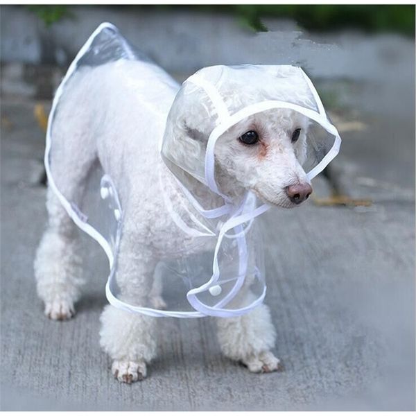 Nouveau imperméable transparent pour chien conçu couleur blanche vêtements de pluie pour animaux de compagnie XS-7XL vêtements d'été convient à la veste de pluie pour chiot petit grand chien T200328