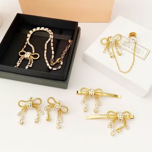 Nieuwe Designer 18k goud Kristal boog designer oorbellen ketting vrouwen Luxe merken sieraden sets oorbel kettingen Oorbellen Oorringen voor mode Vrouw Sieraden cadeau