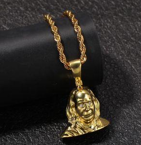 Nuevo diseñador 18K oro blanco CZ Hip Hop Presidente retrato de cabeza colgante collar cadena para hombres personalizado Hiphop Jew9402959