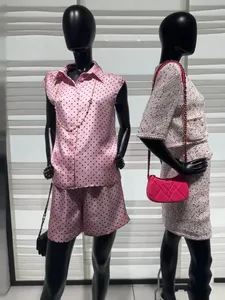 Nouveau créateur 2024 Robe à deux pièces 2PCS Shorts Tracksuit Femme's Casual Imprime Casual Piece Shorts Pink Tops Loose et Shorts d'élasticité