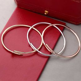NIEUWE Designer 3mm dunnere nagelmode unisex manchet armband paar goud titanium stalen bangle sieraden valentijnsdag gif