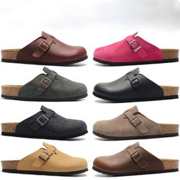 Nuevo diseñador Boston zapatillas planas de corcho de verano Diseños de moda zapatillas de cuero Sandalias de playa favoritas Zapatos casuales Zuecos para mujeres Hombres Arizona Mayari
