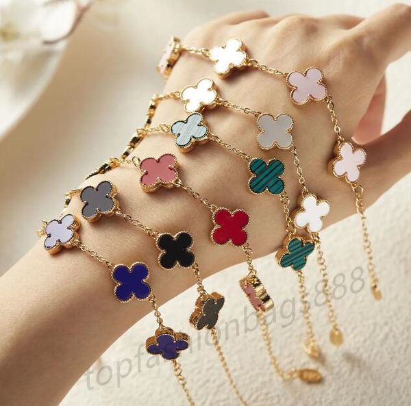 Pulsera de diseñador pulseras de trébol de lujo pulsera de frinete de oro de 18 quilas de oro