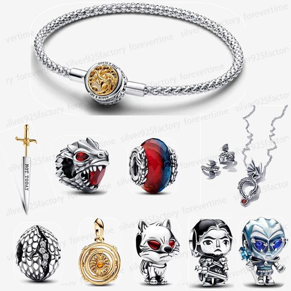 NUEVAS pulseras de diseño para mujer Collar de plata 925 DIY aptos pendientes Pandora Juegos de Tronos Pulsera con dijes regalo de joyería de alta calidad con caja al por mayor