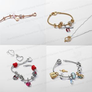 Nieuwe Designer Armbanden voor Vrouwen Gift Disnes Assepoester's Koets Hart DIY fit Pandoras Armband Oorbellen Ketting set Chinese Jaar van de Draak sieraden met doos