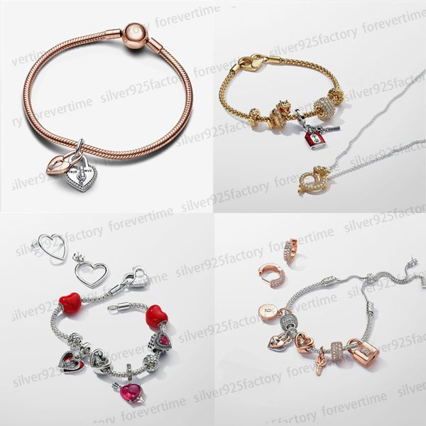 Nouveaux bracelets de créateurs pour femmes Cadeau de Saint Valentin Mode 925 Argent DIY Fit Pandoras Bracelet Boucles d'oreilles Collier Ensemble Année Chinoise du Dragon Bijoux avec boîte