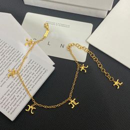 Nieuwe Designer Messing Enkelbanden Hoge kwaliteit Meisjes Cadeau Sieraden Accessoires Ontworpen voor Vrouwen Boutique Chain Enkelbanden Met Doos Luxe Vergulde Enkelbanden