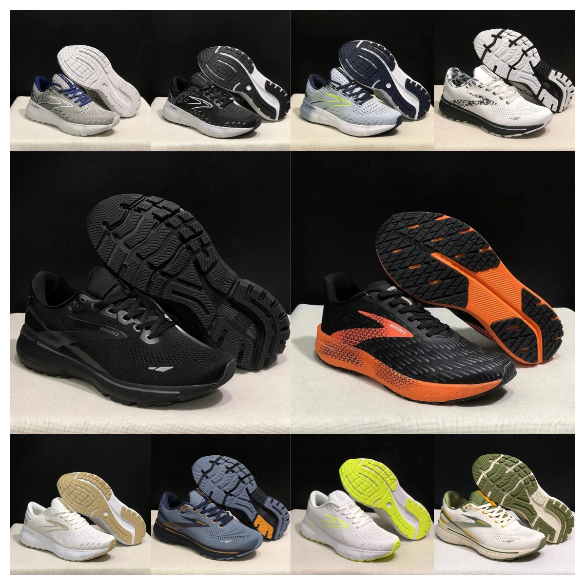 Yeni Tasarımcı Brooks Gliserin GTS 20 Hayalet 15 16 Koşu Ayakkabı Erkekler için Tasarımcı Spor Ayakkabı Hyperion Tempo Üçlü Black Beyaz Sarı Açık Hava Spor Eğitmenleri