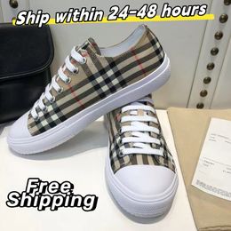 Nieuwe Designer Casual Schoenen Mannen Vrouwen Board Schoenen Lichtgewicht Sportschoenen Modemerk Plaid Brief Afdrukken Lage Sneakers Klassiek Beige Maat 35-45 Gratis Verzending