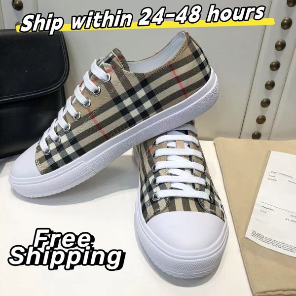 Nouveau Designer Casual Chaussures Hommes Femmes Conseil Chaussures Chaussures De Sport Légères Marque De Mode Plaid Lettre Impression Baskets Basses Classique Beige Taille 35-45 Livraison Gratuite