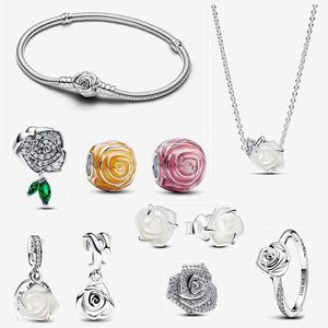 Nouveau créateur Bracelet de charme pour femmes Diy Fit Pandoras Moments Rose in Bloom fermoir Bracelet de chaîne de serpe