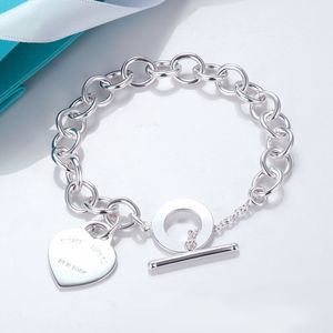 Nouveau Designer charms T-Series Bracelet pour les femmes Love Lock Bracelet en Argent Luxe Cubain Chaîne Fiançailles De Mariage Bijoux Cadeau avec Boîte