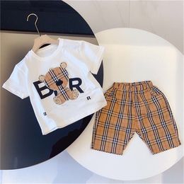 Nieuwe Designer Childrens Clothing Sets for Summer Boys and Girls Sports Suit Baby Infant Short Sleeve Cleren Kids Set Maat 90cm-160cm B5