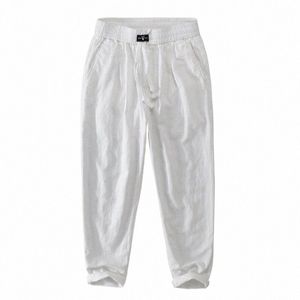 Nouveau Designer Cott Lin Casual Marque Pantalon Pour Hommes Fi Lâche Taille Élastique Avec Cordon Pantalon Pantales Hombre W2QH #