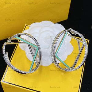 Nieuwe Designer Oorbellen 925 Zilveren Diamanten Studs Omkering F Hoop Earring Vrouw Mode Grote Kruis Cirkel Oorbellen Luxe Ontwerpers Sieraden