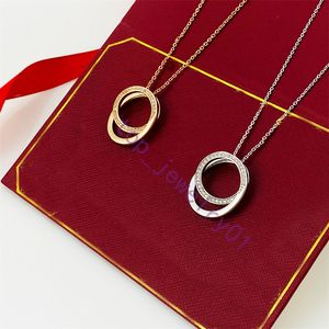 Nieuwe Designer Fashion Drie Ring Hanger Gouden Sieraden Womens Vakantie Cadeau Diamanten Ketting