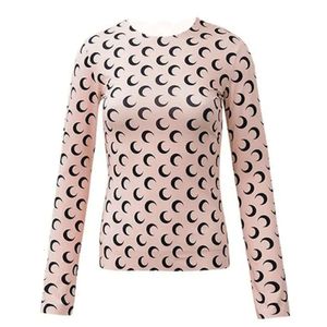 Nouveau designer Féminin Femmes T-shirts Vêtements Sexy Moon Print Top Imprimé Styliste Femmes À Manches Longues Graphique Tee Tuniques Koszulka Damska Crescent 2024
