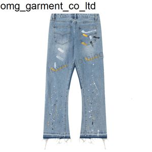 Nouvelles galeries de créateurs Jeans Depts Pantalons pour hommes Mode Trou Splash Encre Graffiti Imprimer Tissu lavé Marque de mode Femmes Casual Plus Taille M-XXL Jeans Pantalons