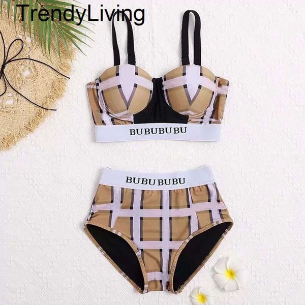 Nouveau créateur à chaud vend bikini femme sens plage nager se porter l'été nage de natation de nage sexy sangle de bur motif de conception plaid maillot de bain femme bikini féminine