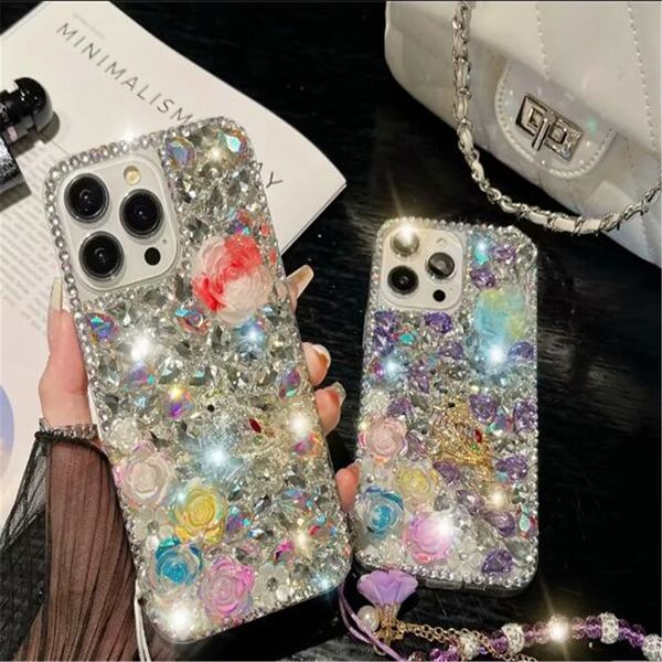 Nuevo diseñador iPhone 15 14 Pro Max 15Pro 13 12 11 15Plus Funda para teléfono Famoso Bling Rhinestone Mobile Back Shell Samsung S24 S23 S22 Funda ultra anticaída