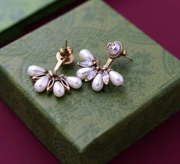 Nouvelles boucles d'oreilles de bijoux de créateur, collier de fleurs avec lettres multicolores, broche, boîte pour femmes