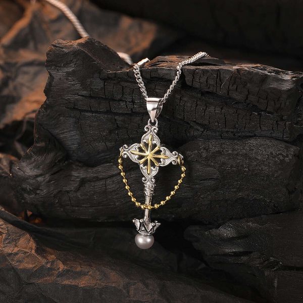 Nouveau créateur de bijoux, Texture de Niche Pure, pendentif croix haut de gamme, collier de perles, couronne de reine, chaîne de clavicule, cadeau pour femmes