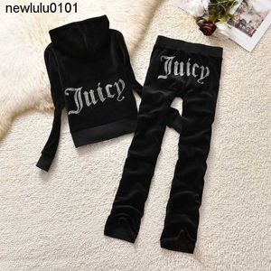 Nouveau Designer Juicy Corture Survêtements pour femmes Velevt Deux pièces Ensemble Diamants Sweat à capuche Veste et pantalon de jogging Tenues Streetwear Costume de jogging