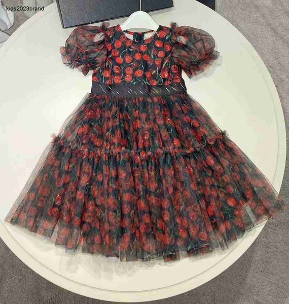 Nouveau designer enfants vêtements filles robes motif cerise impression bébé jupe enfant redingote taille 110-160 CM robe de princesse 24Mar