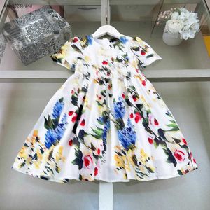 Nieuwe designer kinderkleding meisjes jurken Bloemen vol prints baby rok kant Prinses jurk Maat 90-150 CM kind japon 24Mar