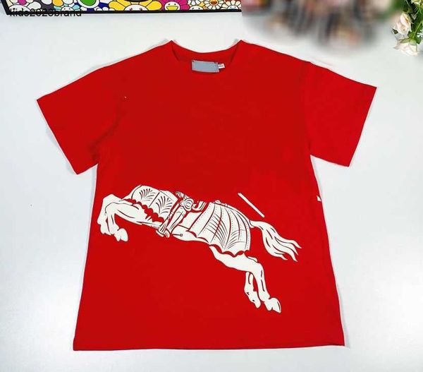 Nouveau designer enfants T-shirt rouge garçon fille à manches courtes taille 100-160 été bébé vêtements motif de cheval impression t-shirts pour enfants Nov25