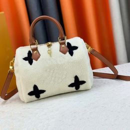 Nieuwe Designer Luxe Tas Wit Bont Speedy 25 Over The Moon Bag Heuptas Hoge kwaliteit Wol Heuptasje Heuptas Boston Heuptas Borst Schouder Cross Body Dames Portemonnee