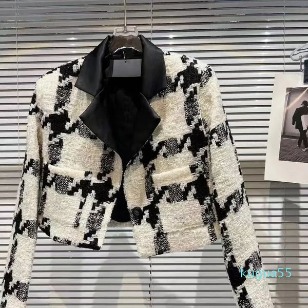 Nuevo diseñador de lujo solapa polo chaqueta de mujer moda bolsillo en el pecho carta bordado estampado botón de metal tejido chaqueta cardigan de manga larga tamaño asiático XS-XL