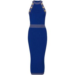 Nieuwe Designer Luxe Milan Runway Jurken O Hals Mouwloos met Knopen Dames Slanke Midi Lange Bodycon Gebreide Avondfeestjurk Dames Casual Mode Kleding