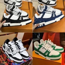 Nuevo diseñador Zapatos de lujo Logotipo en relieve Virgil Trainer Zapatilla de deporte Blanco Negro Cielo Azul Verde Denim Rosa Rojo Zapatillas de deporte casuales para hombre Plataforma baja Zapatillas de deporte para mujer