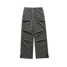 Nuevo diseñador Hombres JeansHigh Street Moda Marca Agua Silueta Split Fold Rodilla Pantalones de trabajo Tubo recto Suelto Cordón Pantalones casuales