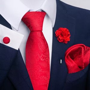 Cravates de luxe pour hommes, 8cm, pour mariage, en soie, Jacquard tissé, bague, broche, boutons de manchette, ensemble Hanky, DiBanGu.tie four piece set