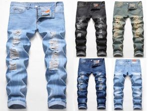 Nouveau designer Men039s Jeans pour hommes en détresse jeans skinny en détresse classique lavé slim moto moto causal mens pantalon denim hip hop m4302747